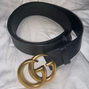 Gucci belt Wide leather belt with Double G buckle